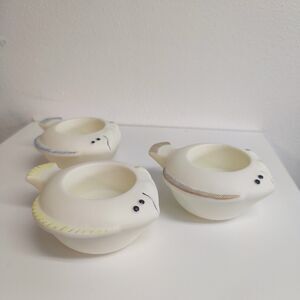 PARTYLITE Aqua Pals Set of 3 Tealight Candle Holders P7144 Beach Theme, Fish